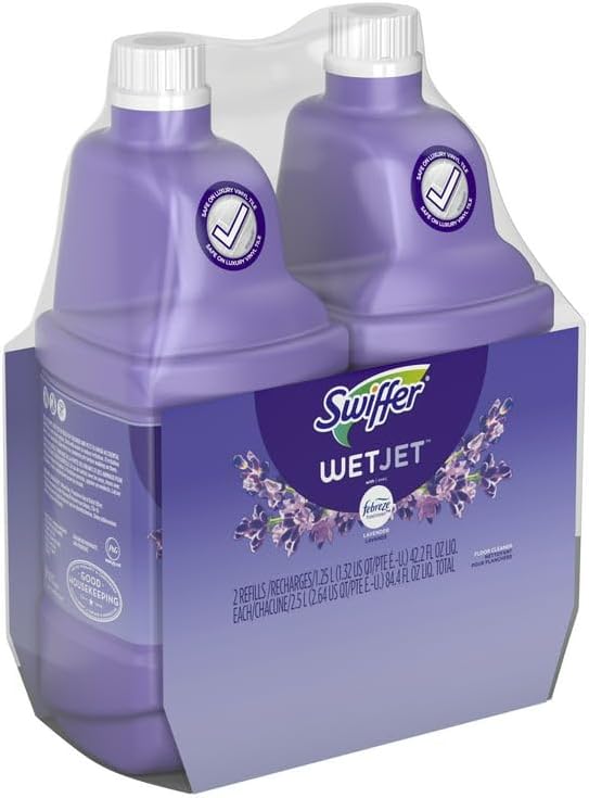 Swiffer WetJet Multi-Purpose Floor and Hardwood Cleaner Solution with Febreze Refill, Lavendar Vanilla and Comfort Scent, 1.25 Liter (4 Pack)